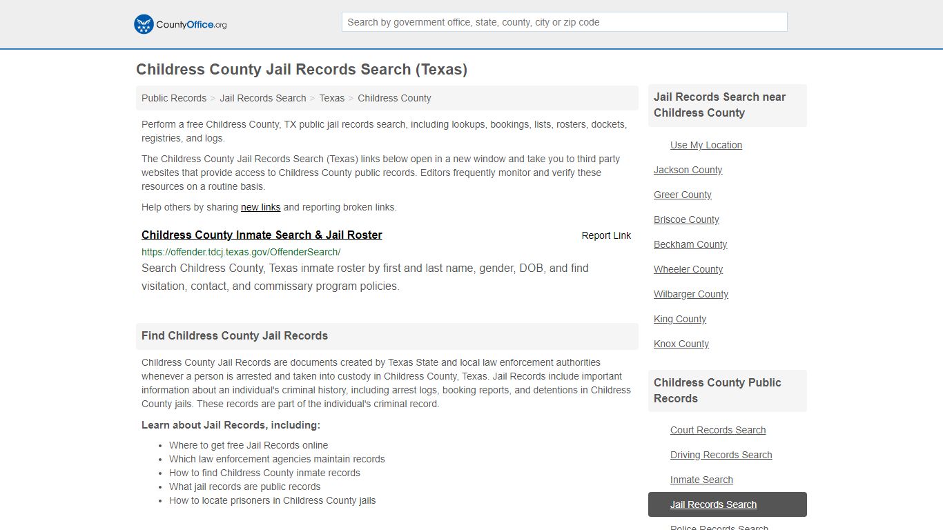 Jail Records Search - Childress County, TX (Jail Rosters ...