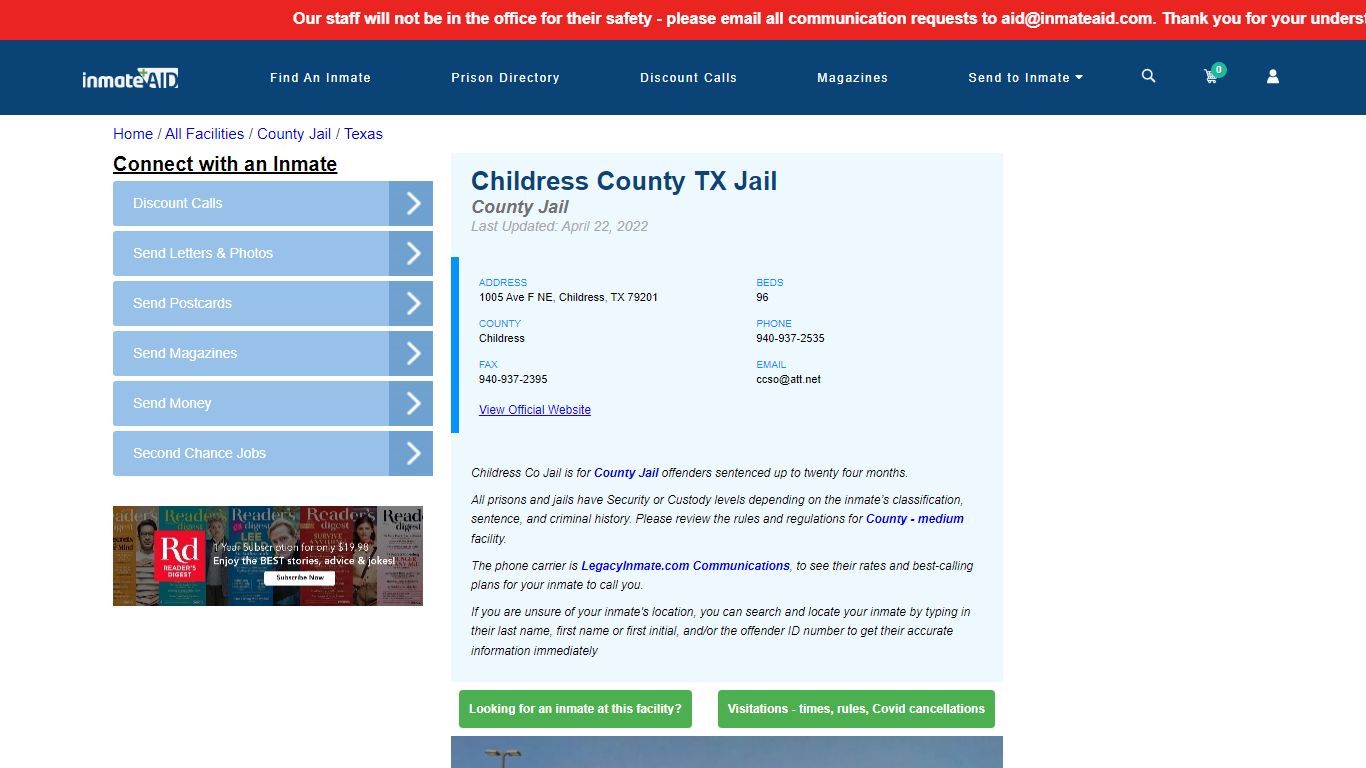 Childress County TX Jail - Inmate Locator - Childress, TX